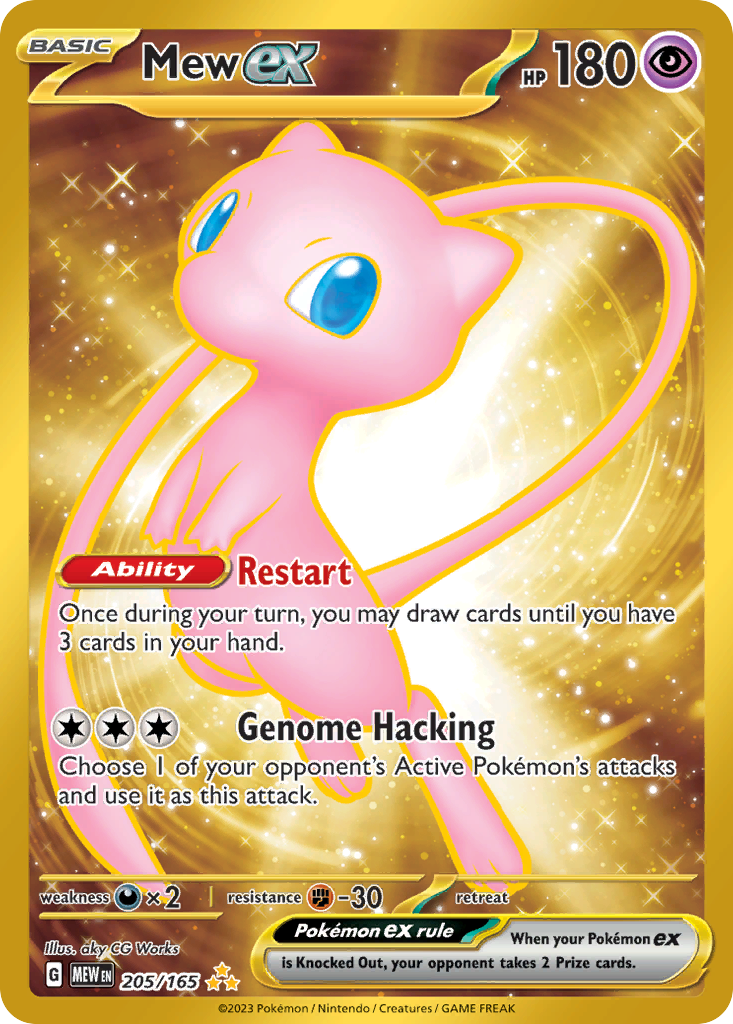 Lá Mew ex 205/165 viền vàng, độ hiếm Hyper Rare